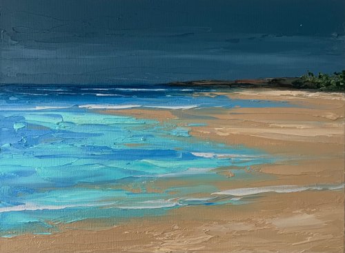 OsipovArtStudio Original Sea Oil Painting On Canvas Stormy Beach Ocean Art Textured Impasto Art