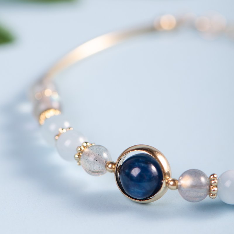 Labradorite, Kyanite, Aquamarine, 14K Gold Filled Natural Crystal Bracelet - Bracelets - Gemstone Blue
