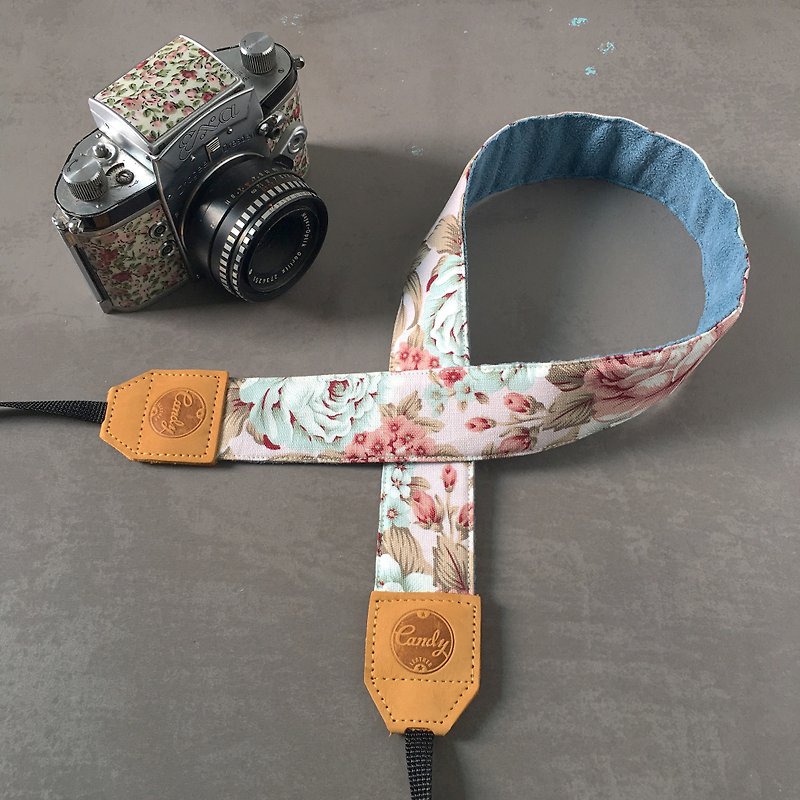 Blue Pink Flora camera Strap - Cameras - Cotton & Hemp Blue