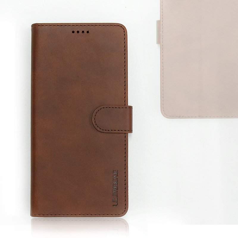 iPhone13 Protective Leather Case Dark Brown Magnetic Suction Phone Leather Case Flip Cover Standing Gift - เคส/ซองมือถือ - วัสดุอื่นๆ สีนำ้ตาล
