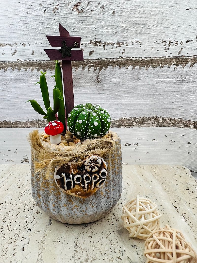 Clay handicraft/cactus series-pot cutting-big wart pocket+coral tree - Plants - Clay Green