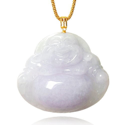 正佳珠寶 Gemsrich Jewelry 【正佳珠寶】翡翠 頂級冰種紫羅蘭 彌勒大肚佛 20.6g 天然A貨翡翠