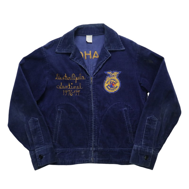 70s FFA American Farm Team Corduroy Jacket/No. 34 - เสื้อแจ็คเก็ต - ผ้าฝ้าย/ผ้าลินิน สีน้ำเงิน