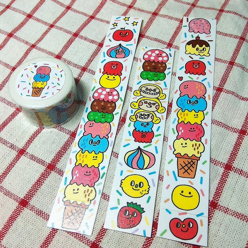 Happy Food Ice Cream / Paper Tape - Washi Tape - Paper Multicolor
