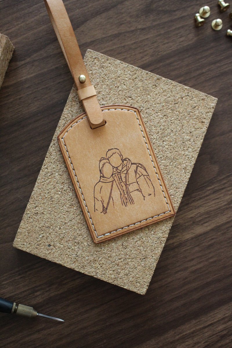 聖誕禮物經典款行李牌 姓名吊牌 / 人像畫 / 顏似繪 / 皮革 - 行李吊牌 - 真皮 