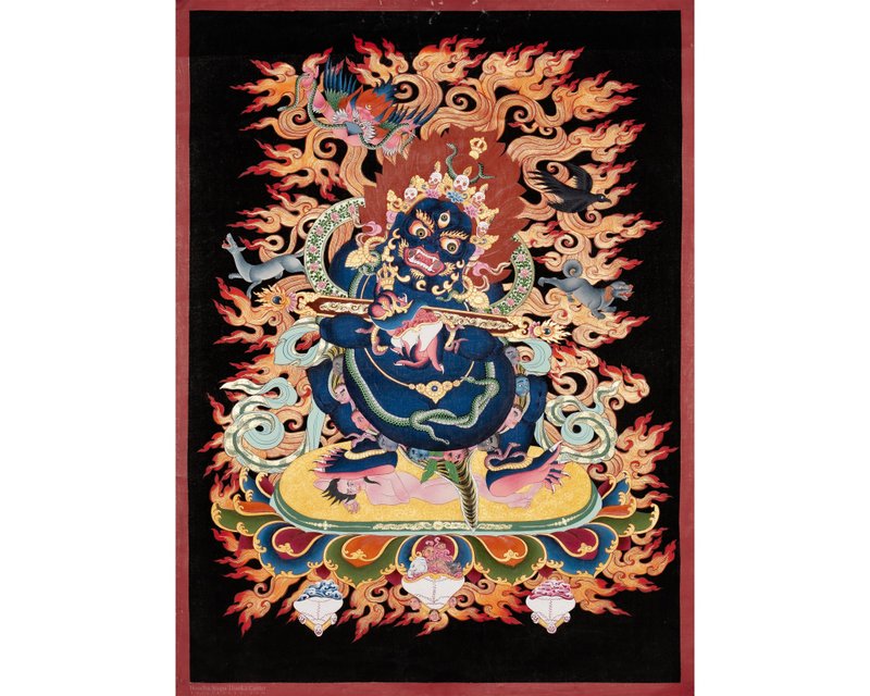 Mahakala 唐卡 象徵保護和權力 動態描繪 - 壁貼/牆壁裝飾 - 其他材質 多色