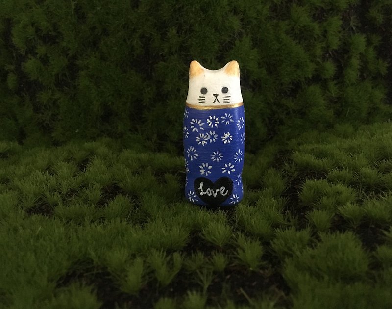 Handmade kitten decoration mini cute hand-painted doll birthday gift - Items for Display - Clay Blue