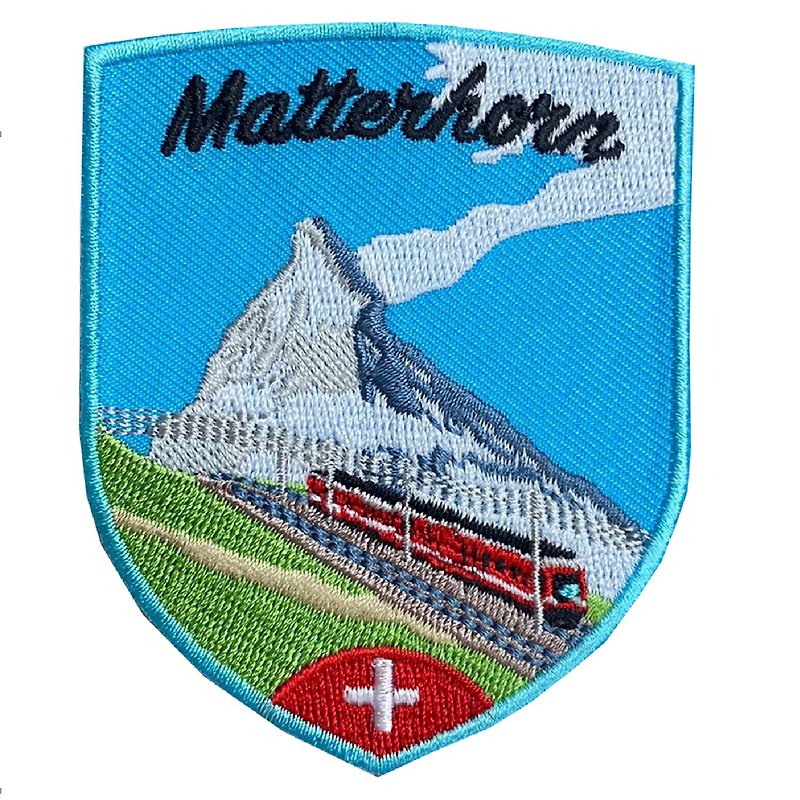 Swiss Matterhorn (small train) landmark iron embroidery adhesive patch armband cloth label cloth sticker - Badges & Pins - Thread Multicolor