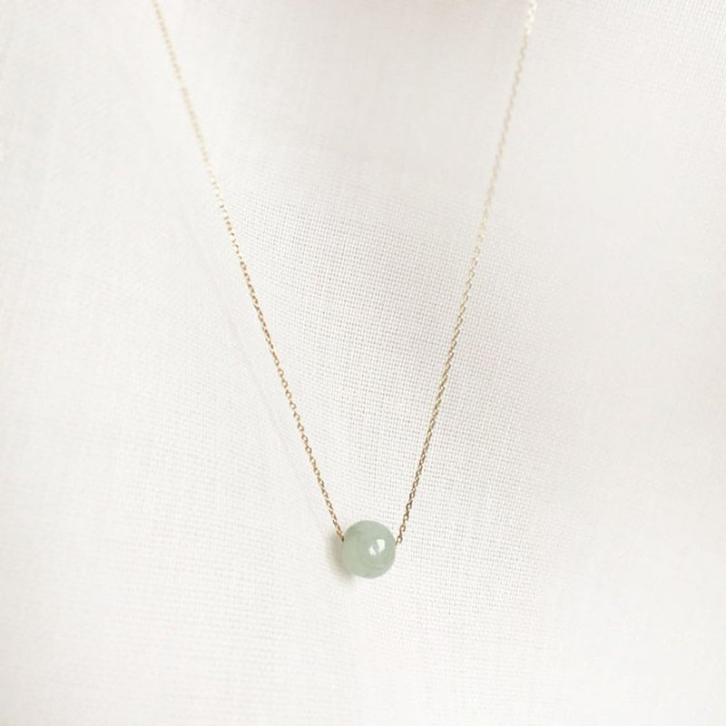 K10YG Jade Necklace - Necklaces - Gemstone Green