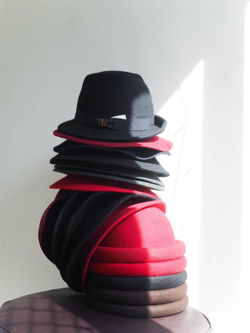 冬季限定 羊呢毛質純羊毛淑女帽紳士帽捲邊帽 picture hat/cloche - 帽子 - 羊毛 多色
