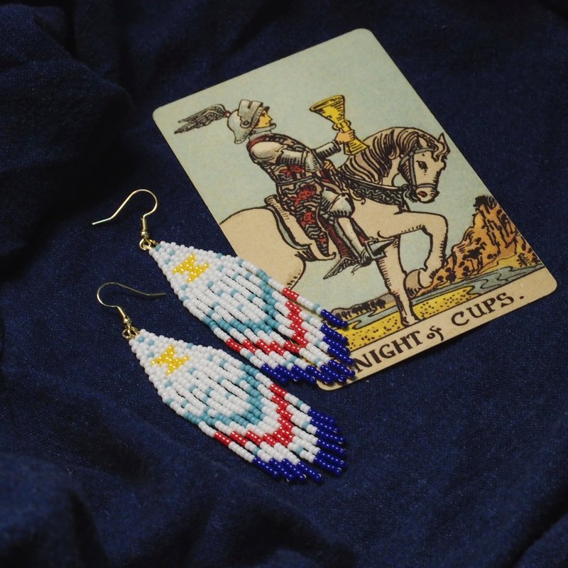 Tarot Beaded Earrings | Knight Series | Knight of Cups | Gift - Earrings & Clip-ons - Other Materials White