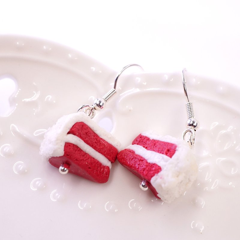*Playful Design* Red Velvet Cake Drop Earrings - Chokers - Clay Red