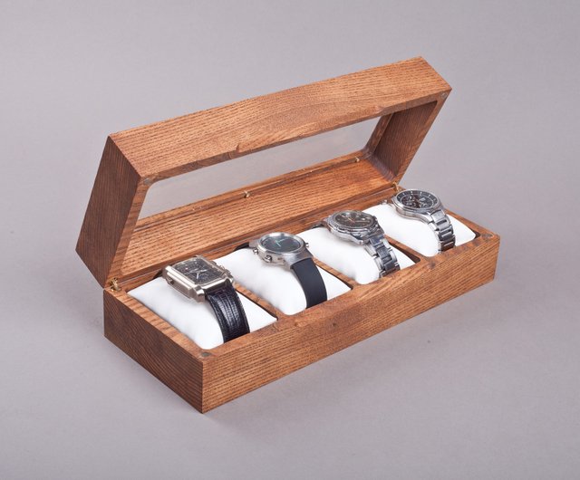 Wood watch box for man woman Engraved watch storage organizer Handcrafted  box - Shop WOODPRESENTS Women's Watches - Pinkoi