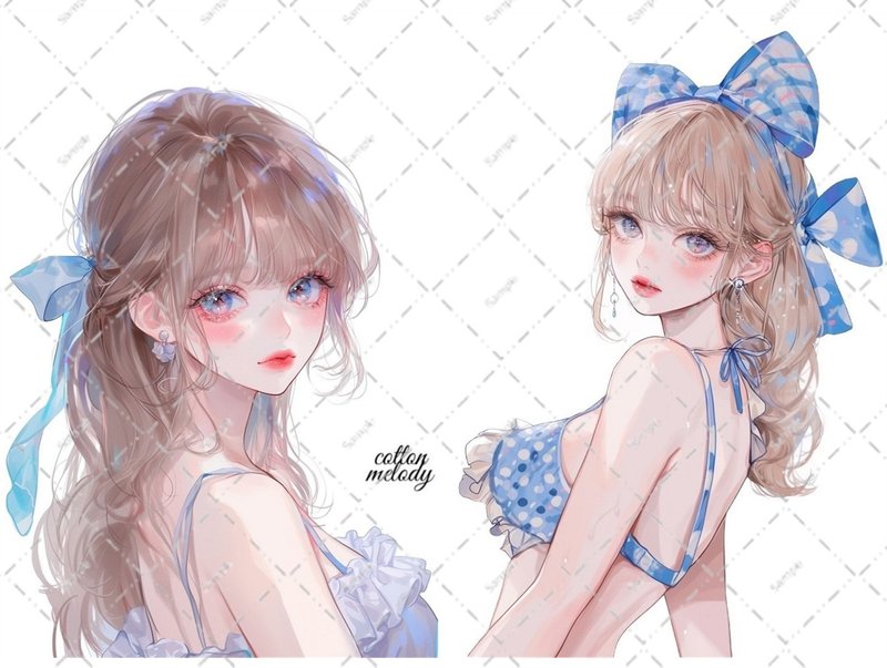original sticker no.6588 人物ステッカー オリジナルステッカー 人物ステッカー 女の子ステッカー オリジナル人物ステッカー - 貼紙 - 紙 