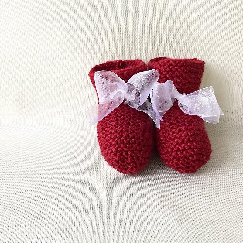 Christmas baby booties wool x silk red - Kids' Shoes - Cotton & Hemp 