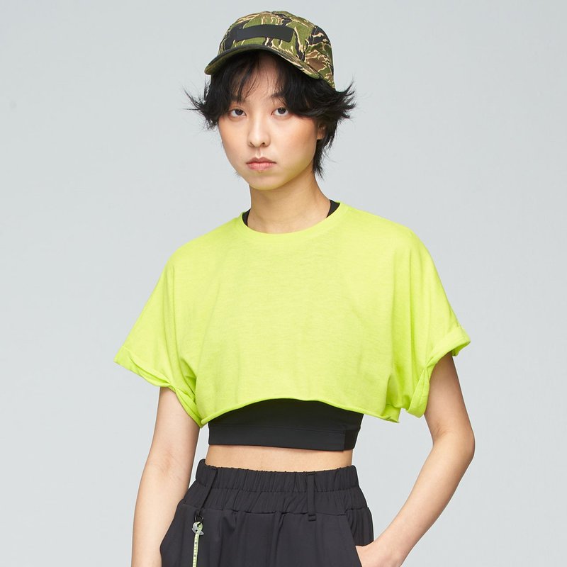抗菌透氣捲邊罩衫(女)-檸青 - 女 T 恤 - 棉．麻 綠色