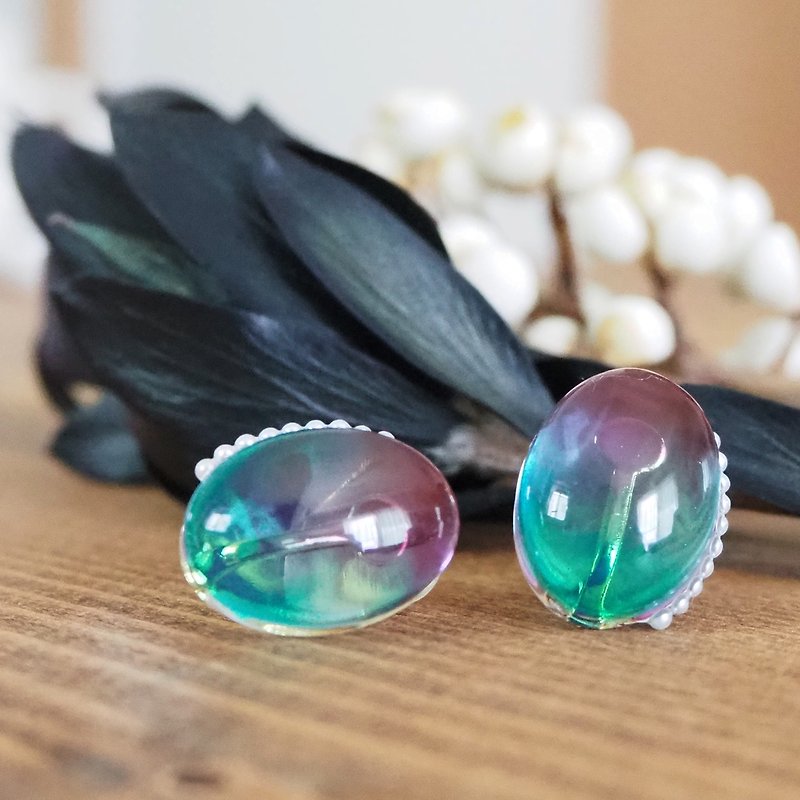 Gemstone Resin Autumn Harvest Color - Earrings & Clip-ons - Resin Purple