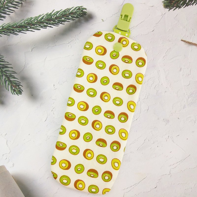 Vibrant Kiwifruit. Double-Sided Pure Cotton Handkerchief / Handkerchief with Clip / Handkerchief Clip (Name Embroidery Available) - Bibs - Cotton & Hemp Green