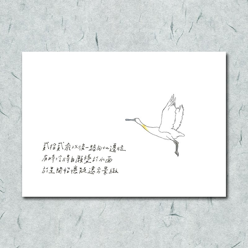 Animals with its poem 39/ Black-faced Spoonbill / Hand-painted / Card Postcard - การ์ด/โปสการ์ด - กระดาษ 