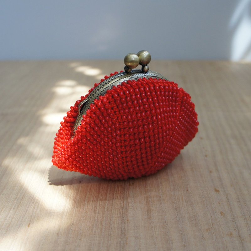 Ba-ba handmade Seedbeads crochet coincase No.1301 - 散紙包 - 其他材質 紅色