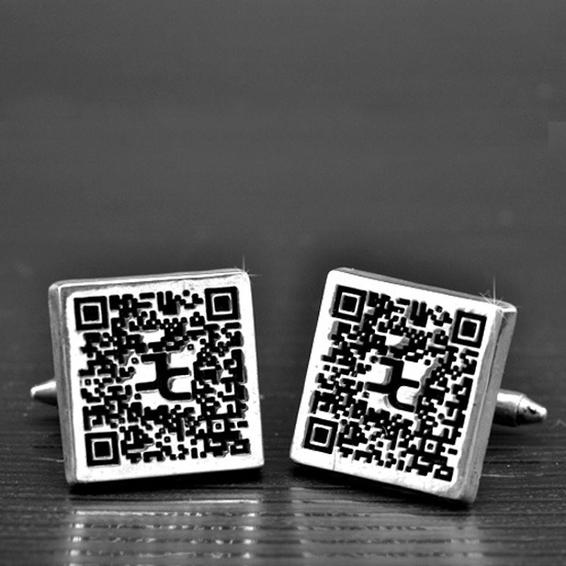 客製化.925純銀首飾 CUF00010-袖口鈕(QR Code版) - 袖扣 - 其他金屬 
