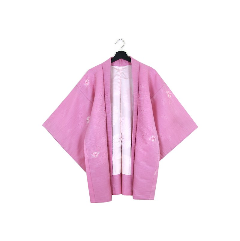 Back to Green :: Japan bring back kimono feathers temperament lavender vintage kimono (kc-14) - เสื้อแจ็คเก็ต - ผ้าไหม 