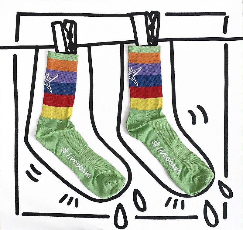 Italy Italy trend sports socks livebam Italian classic original design and manufacture STRIPE - ถุงเท้า - วัสดุอื่นๆ 
