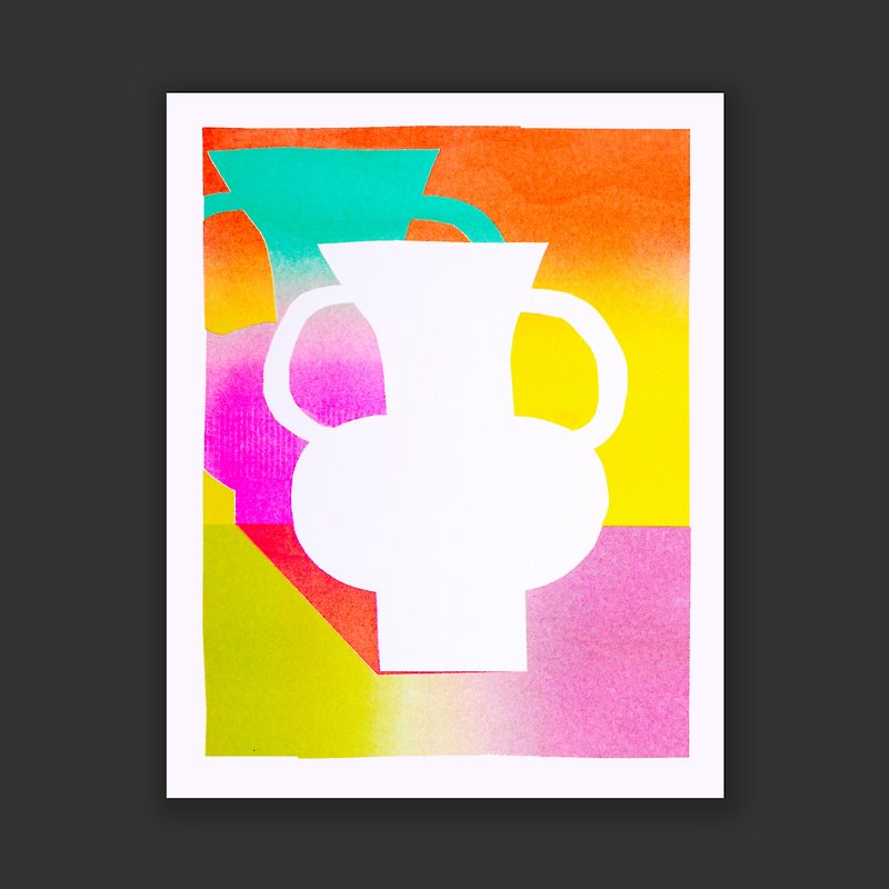 Inkchacha Vase Art Painting Plant Print Retro Printing - Posters - Paper Multicolor