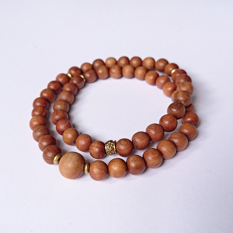 Natural sandalwood hand string - 6mm long hand string (around two laps) - dark section - Bracelets - Wood Brown