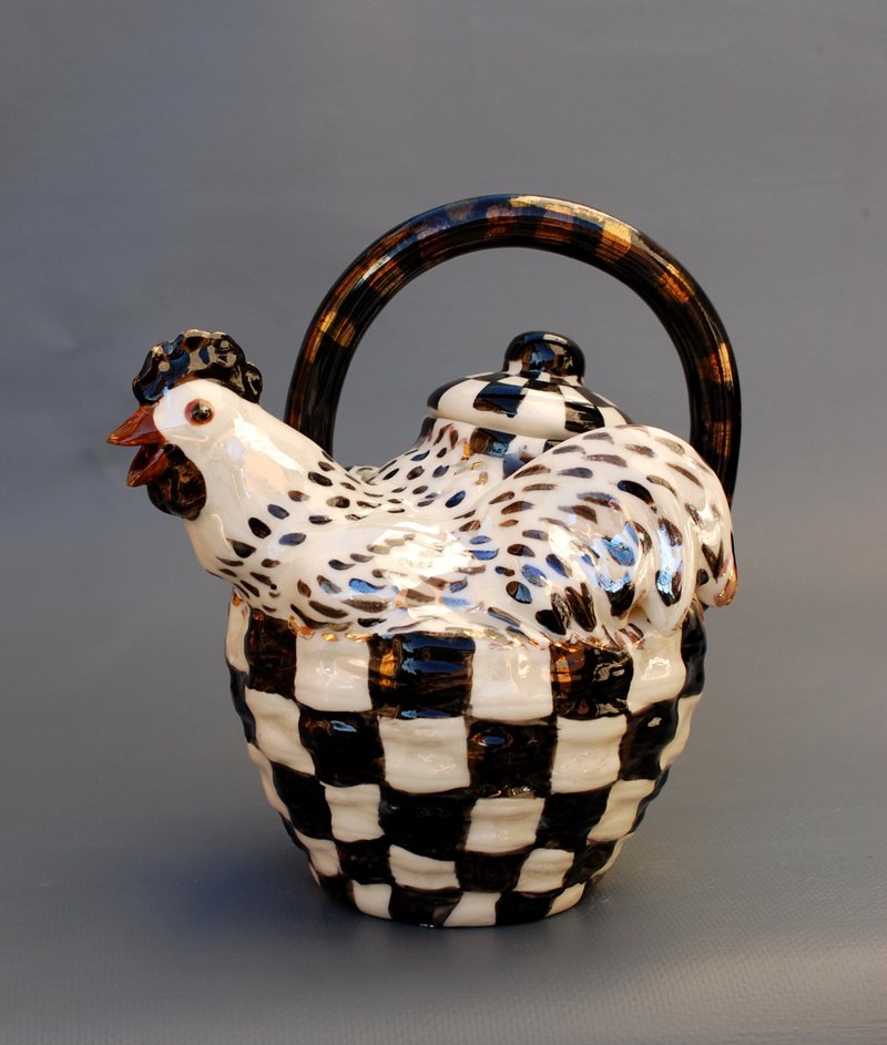 Ceramic art teapot White chicken Pot Figurine teapot - ถ้วย - ดินเผา หลากหลายสี