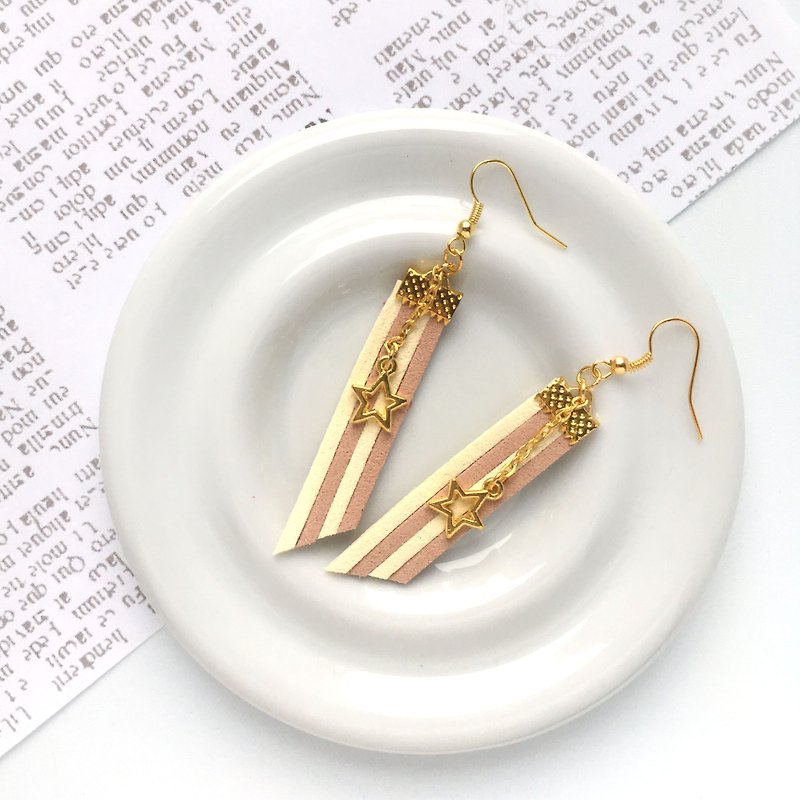 Handmade Stylish Star Earrings Rose Gold Series-vanilla limited - ต่างหู - วัสดุอื่นๆ สีกากี