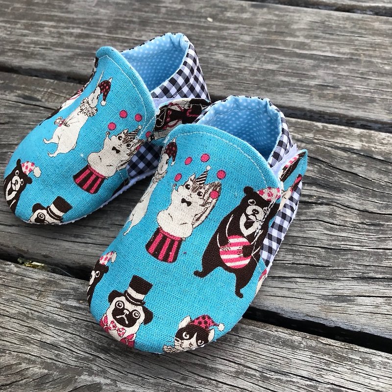 Animal Circus-Blue Baby Shoes Toddler Shoes - รองเท้าเด็ก - ผ้าฝ้าย/ผ้าลินิน สีน้ำเงิน
