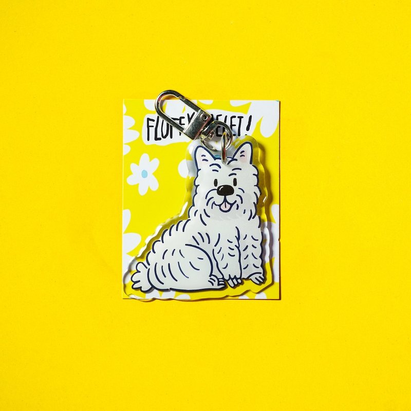 Fluffy Omelet - Keychain / Pin / Phone Grip - MOLLY HIGHLAND TERRIER - 吊飾/掛飾 - 壓克力 橘色