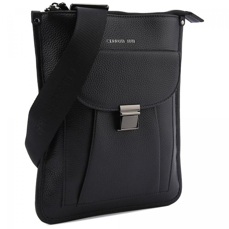 CERRUTI 1881 Limited Edition 20% Off Italian Top Calf Leather Shoulder Bag Brand New Counter Display - กระเป๋าแมสเซนเจอร์ - หนังแท้ สีดำ