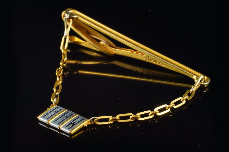 [C'est Cufflinks] HICKOK American HHW vintage chain tie clip - กระดุมข้อมือ - โลหะ สีทอง