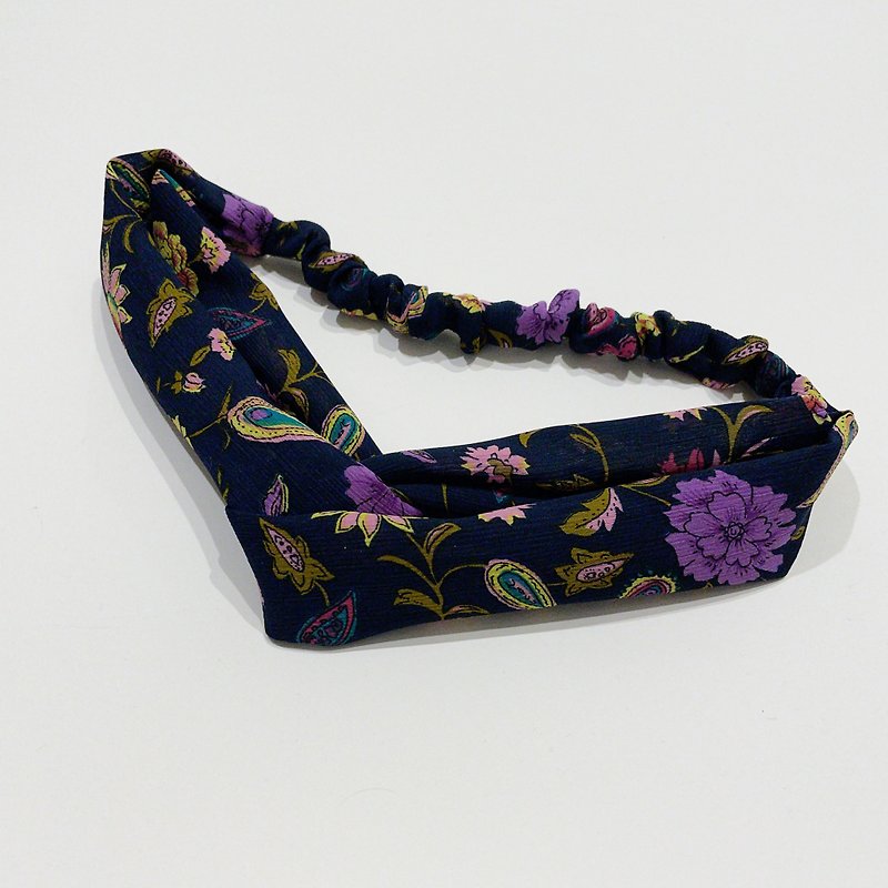 JOJA│Japanese cloth handmade elastic headband - เครื่องประดับผม - เส้นใยสังเคราะห์ สีน้ำเงิน