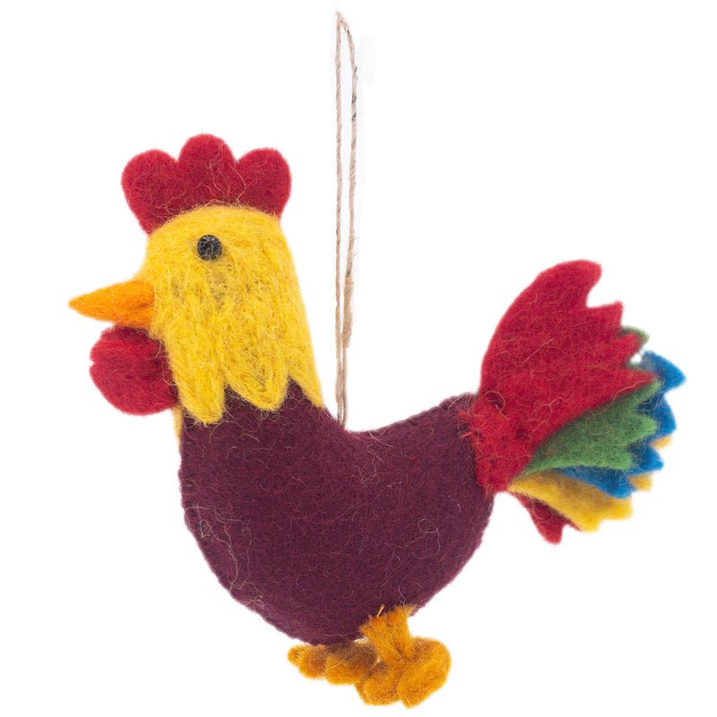 Wool Felt Christmas Ornament - Rooster - ของวางตกแต่ง - ขนแกะ 