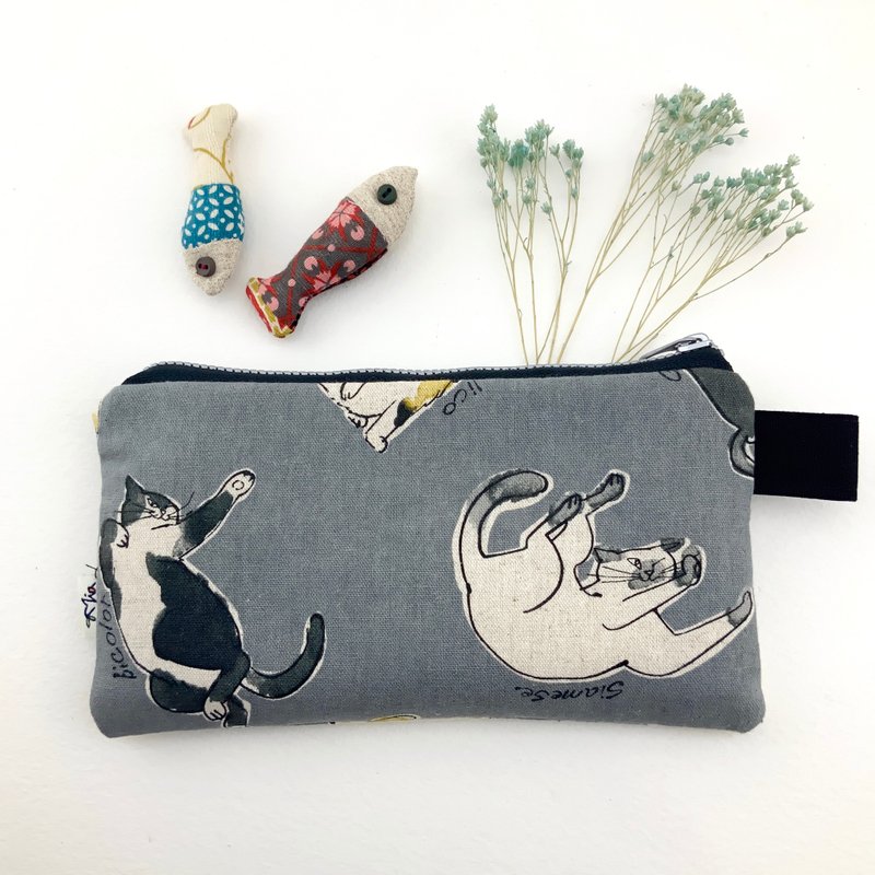 Naughty Cat—cotton cell phone bag/wallet/pencil bag - กล่องดินสอ/ถุงดินสอ - ผ้าฝ้าย/ผ้าลินิน 