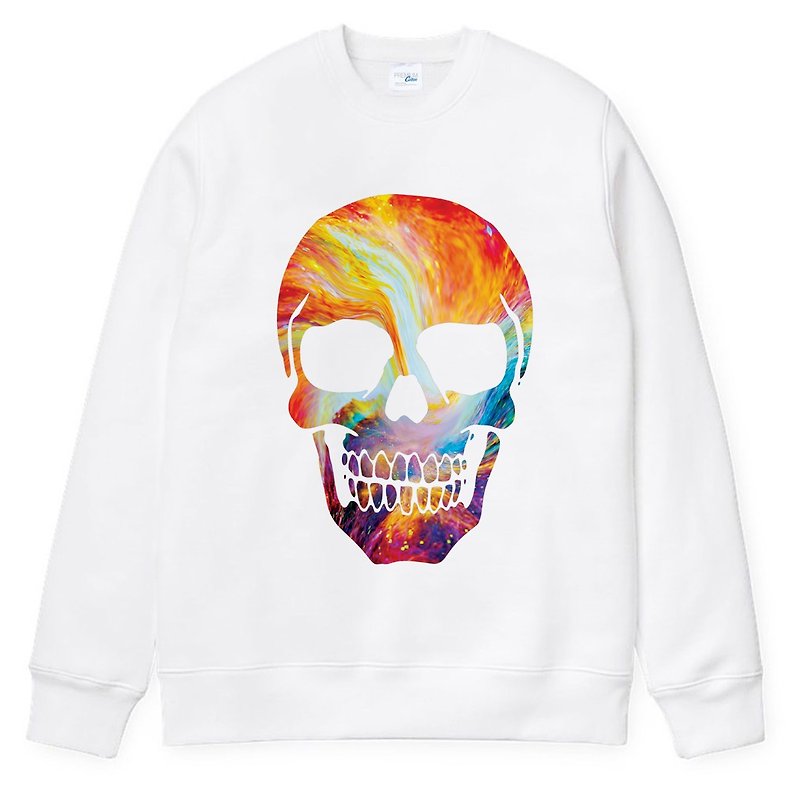 Skull Shot 大學T 刷毛 白色 骷髏 抽象 文青 藝術 設計 時髦 文字 時尚 - 男 T 恤 - 棉．麻 白色
