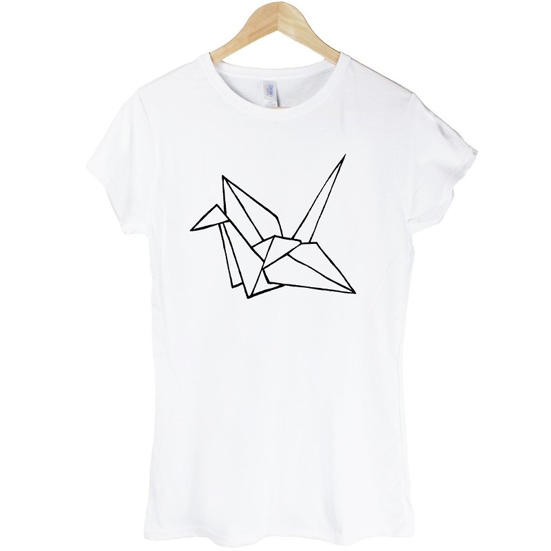 Bird Origami Origami Bird Girls Short Sleeve T-shirt-2 Color Wenqing Design Art Geometry - Women's T-Shirts - Cotton & Hemp Multicolor