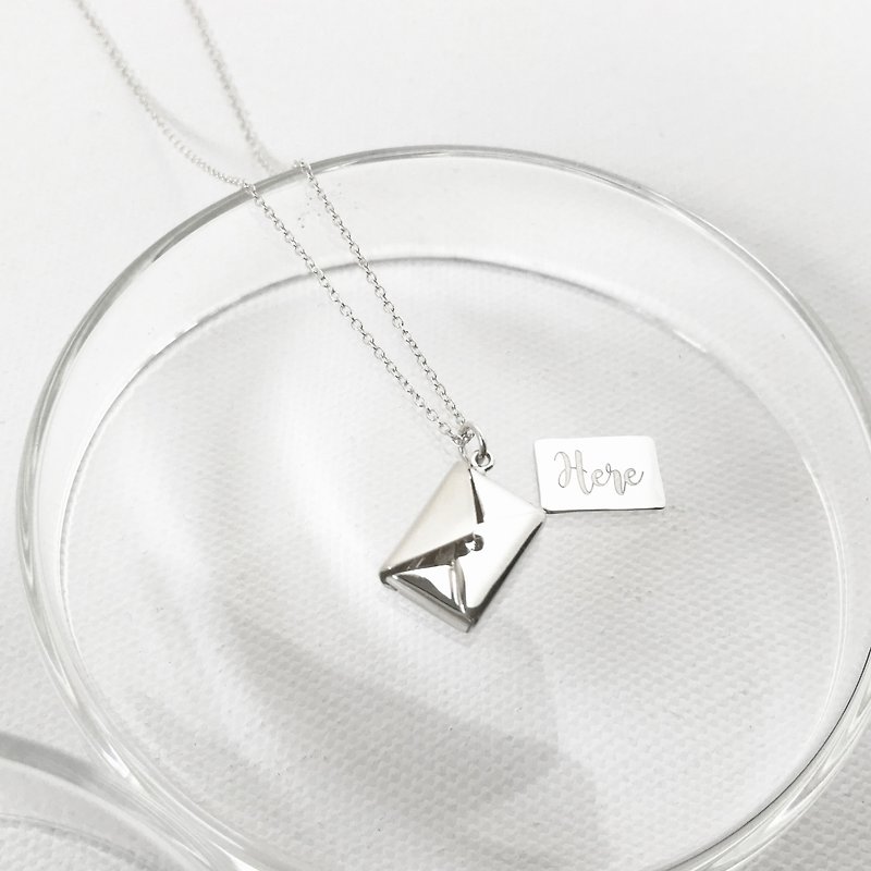 Letter to Her/Him/ Yourself Necklace Small Envelope Necklace | Personalize Gift Customized Gift - สร้อยคอ - โลหะ สีเงิน