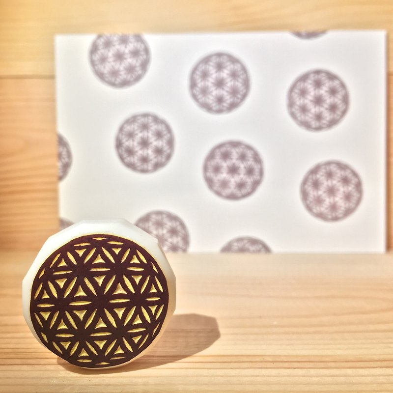 Handmade stamp with postcard(flower of life) - Stamps & Stamp Pads - Rubber 