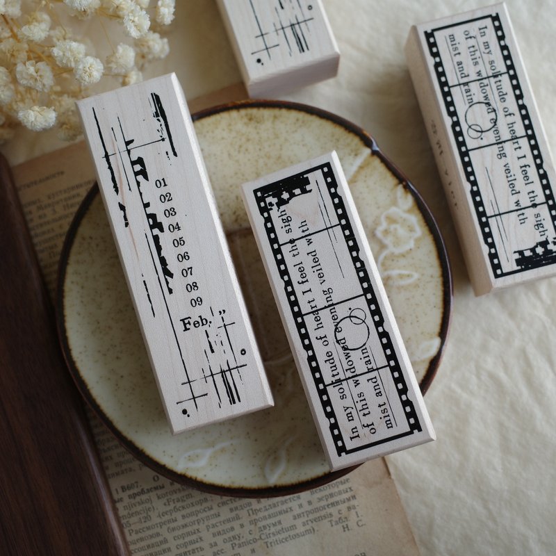 Film | Time Light Retro Primer Material Wooden Notebook Stamp - Stamps & Stamp Pads - Wood Black