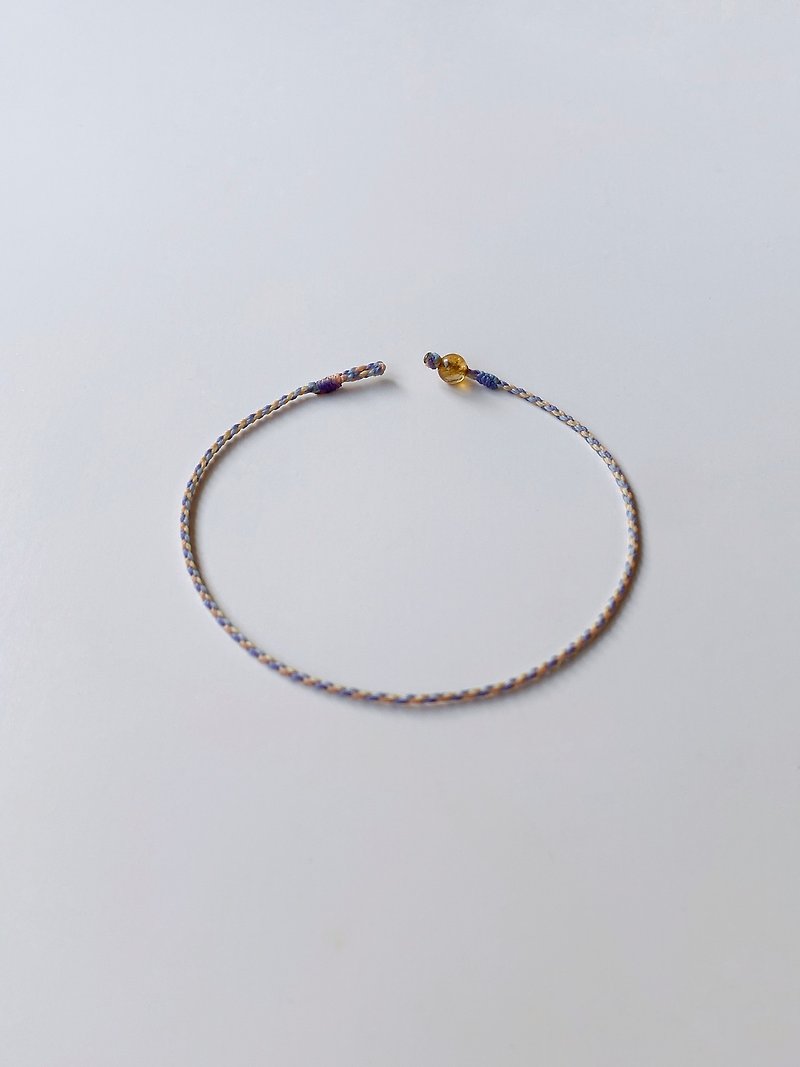 Candy Yellow Tourmaline/Four-strand Super Fine Wax Thread Bracelet/Wealth·Confidence·Hope - Bracelets - Other Materials Blue
