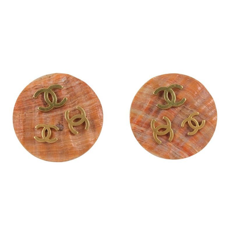 【日本直送】シャネル CHANEL ココマーク イヤリング シェル × 金メッキ ベージュ 94P 約15.0g レディース【中古】 - 耳環/耳夾/耳骨夾 - 貝殼 橘色