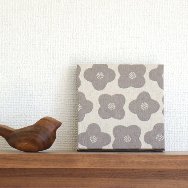 12x12cm ファブリックパネル 【北欧シンプルフラワー グレー】 - 壁貼/牆壁裝飾 - 棉．麻 灰色