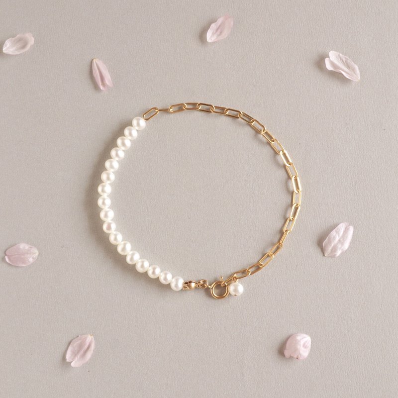 Pearl OvalChain Bracelet - 手鍊/手環 - 其他金屬 金色