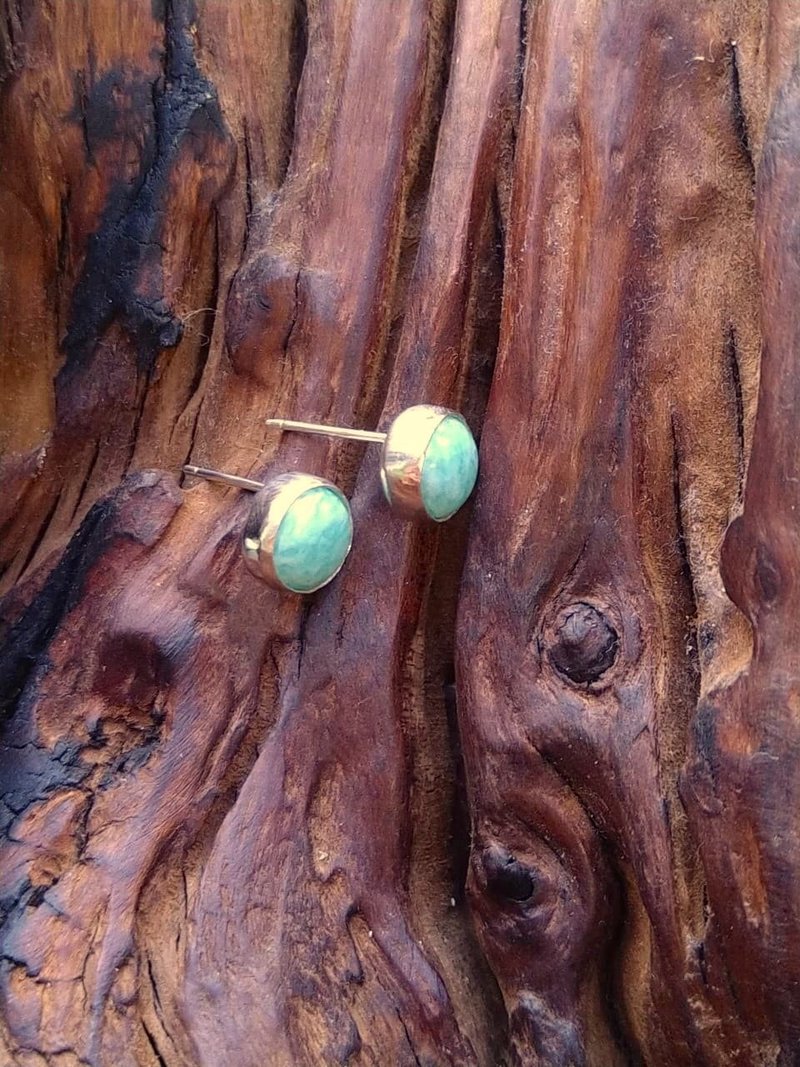 Amazonite Stone silver earrings - ต่างหู - เงิน 