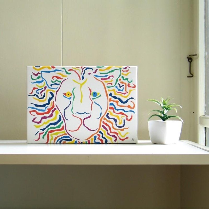 สิงโตสีสด สวยงาม ศิลปะ โปสเตอร์ ภาพ สัตว์ สี รุ่นสีขาว - โปสเตอร์ - วัสดุอื่นๆ หลากหลายสี