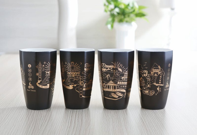 Taiwan scenery cup - Cups - Porcelain Black